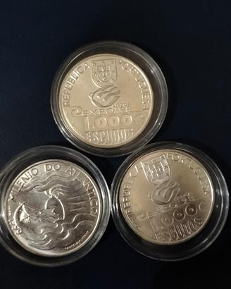 n 3 monete da 1000 escudos portoghesi Do Atlantico