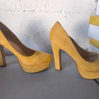 Tacco Open Toe Giallo Ocra Scamosciate