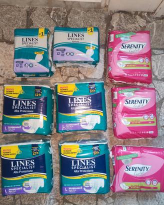 Pannoloni per adulto marchi Lines e Serenity