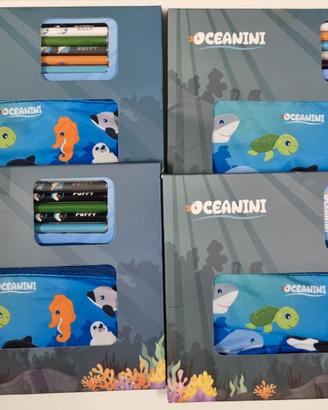 4 Set scuola Oceanini astuccio e matite