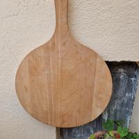 Tagliere tondo legno abete naturale con manico