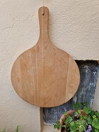 Tagliere tondo legno abete naturale con manico