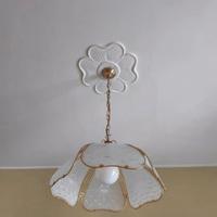 Lampadario a sospensione ottone e vetro satinato 