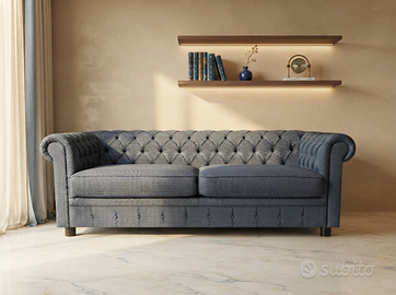 Chesterfield 3 posti LETTO in tessuto antimacchia