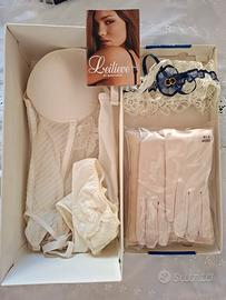 Intimo SPOSA in seta + giarrettiera + guanti 