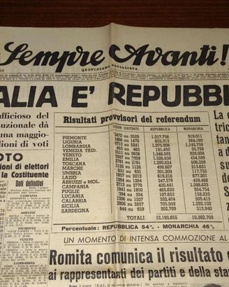 GIORNALE 1946: REFERENDUM L’ITALIA E’ REPUBBLICA