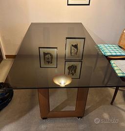 Tavolo da pranzo vintage in cristallo 180x90