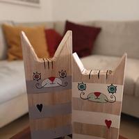 Oggetti Legno massiccio, pezzi unici, casa, gatti