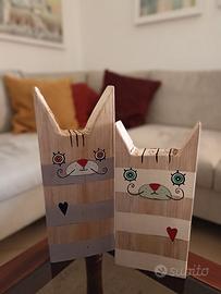 Oggetti Legno massiccio, pezzi unici, casa, gatti
