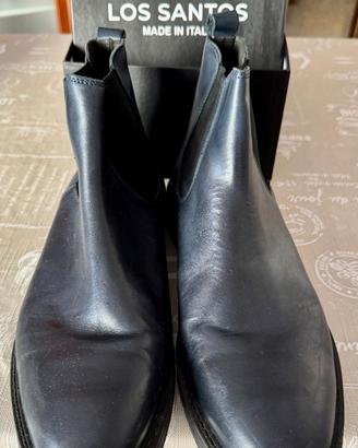 Stivaletti Chelsea Boot in Pelle Blu Notte