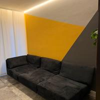 Divano componibile antracite in microfibra