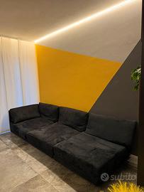 Divano componibile antracite in microfibra