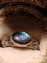 anello vintage  con pietra multicolori