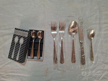Posate inox 18/8 per 96 coperti + 11 pacchi cucchi