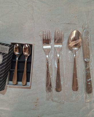 Posate inox 18/8 per 96 coperti + 11 pacchi cucchi