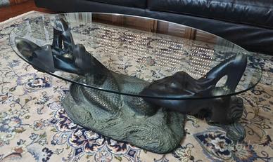 Tavolino vintage Hollywood Regency sirene vetro