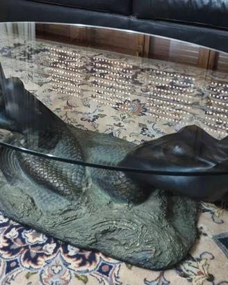 Tavolino vintage Hollywood Regency sirene vetro