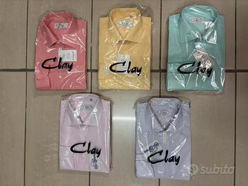 Set 5 Camicie tg.39 Uomo Clay 100% Cotone italy