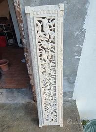 Pannello etnico in legno intagliato a mano - Scena