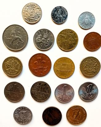 Lotto di 18 monete vintage europee