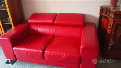 divano vera pelle rosso