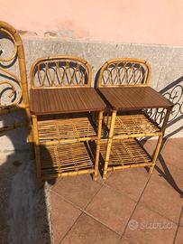 Coppia di coodini in bambù e rattan ‘60 design