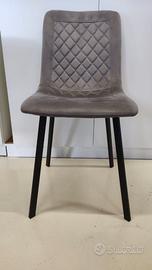 4 sedie in microfibra trapuntata grigio – eleganti