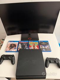 PS4 con 2 joystick+ 4 giochi +Monitor