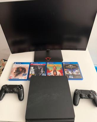 PS4 con 2 joystick+ 4 giochi +Monitor