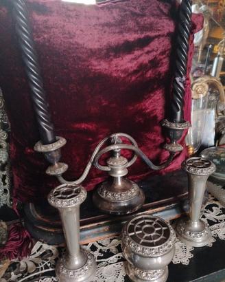 4pz vintage Ianthe England candelabro+portafiori