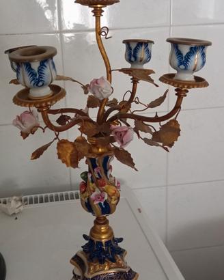 candelabro di ceramica decorata