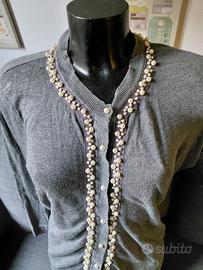 cardigan donna con perle 