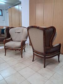 2 poltrone vintage. Midollino e paglia di Vienna