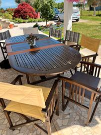 Tavolo in teak con 8 sedie
