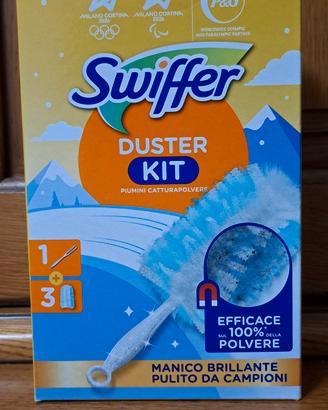 swiffer Duster KIT manico brillante + 3 piumini