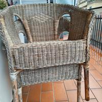 Coppia di sedie in rattan