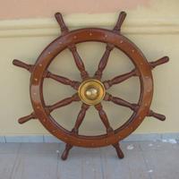 RUOTA TIMONE IN LEGNO DIAMETRO 80 CM RESTAURATA