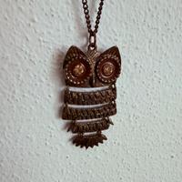 Collana gufo fantasy ciondolo simil bronzo