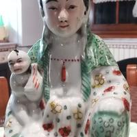 Antica statua Cinese Dama con Bambino