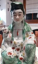 Antica statua Cinese Dama con Bambino
