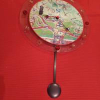 Orologio con pendolo da parete in vetro di Murano 