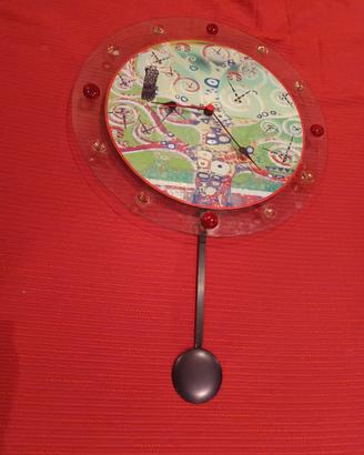 Orologio con pendolo da parete in vetro di Murano 