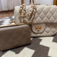 Borsetta e portafoglio beige