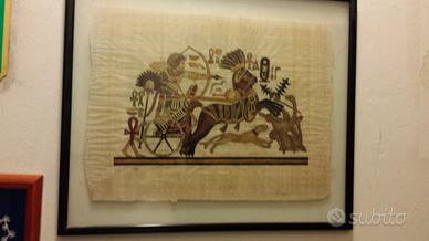 2 quadri carta papiro immagini Egiziani