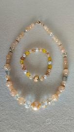 Collana di cristalli, pietre e sfere con bracciale
