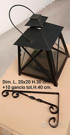 Lanterna nera per candele, da appendere/appoggio.