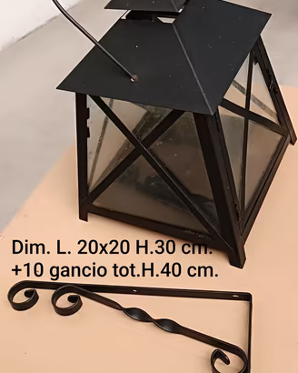 Lanterna nera per candele, da appendere/appoggio.