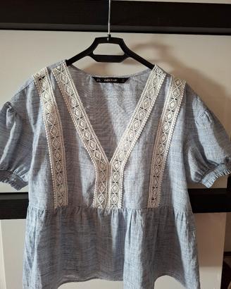 blusa zara azzurra s