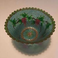 Scodella in vetro e ottone Plique-a-Jour vintage,