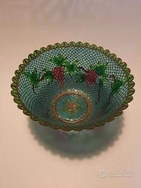 Scodella in vetro e ottone Plique-a-Jour vintage,